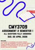 CMY3709 Assignment 2 &lpar;Quiz&rpar; Semester 1 Memo &vert; Due 20 April 2026