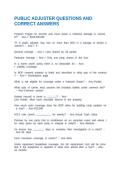 PUBLIC ADJUSTER QUESTIONS AND CORRECT ANSWERS