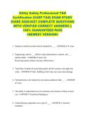 Utility Safety Professional T&D  Certification &lpar;CUSP T&D&rpar; EXAM STUDY  GUIDE 2026&sol;2027 COMPLETE QUESTIONS  WITH VERIFIED CORRECT ANSWERS &vert;&vert;  100&percnt; GUARANTEED PASS  <NEWEST VERSION> 