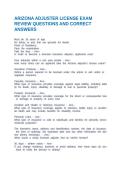 ARIZONA ADJUSTER LICENSE EXAM REVIEW QUESTIONS AND CORRECT ANSWERS