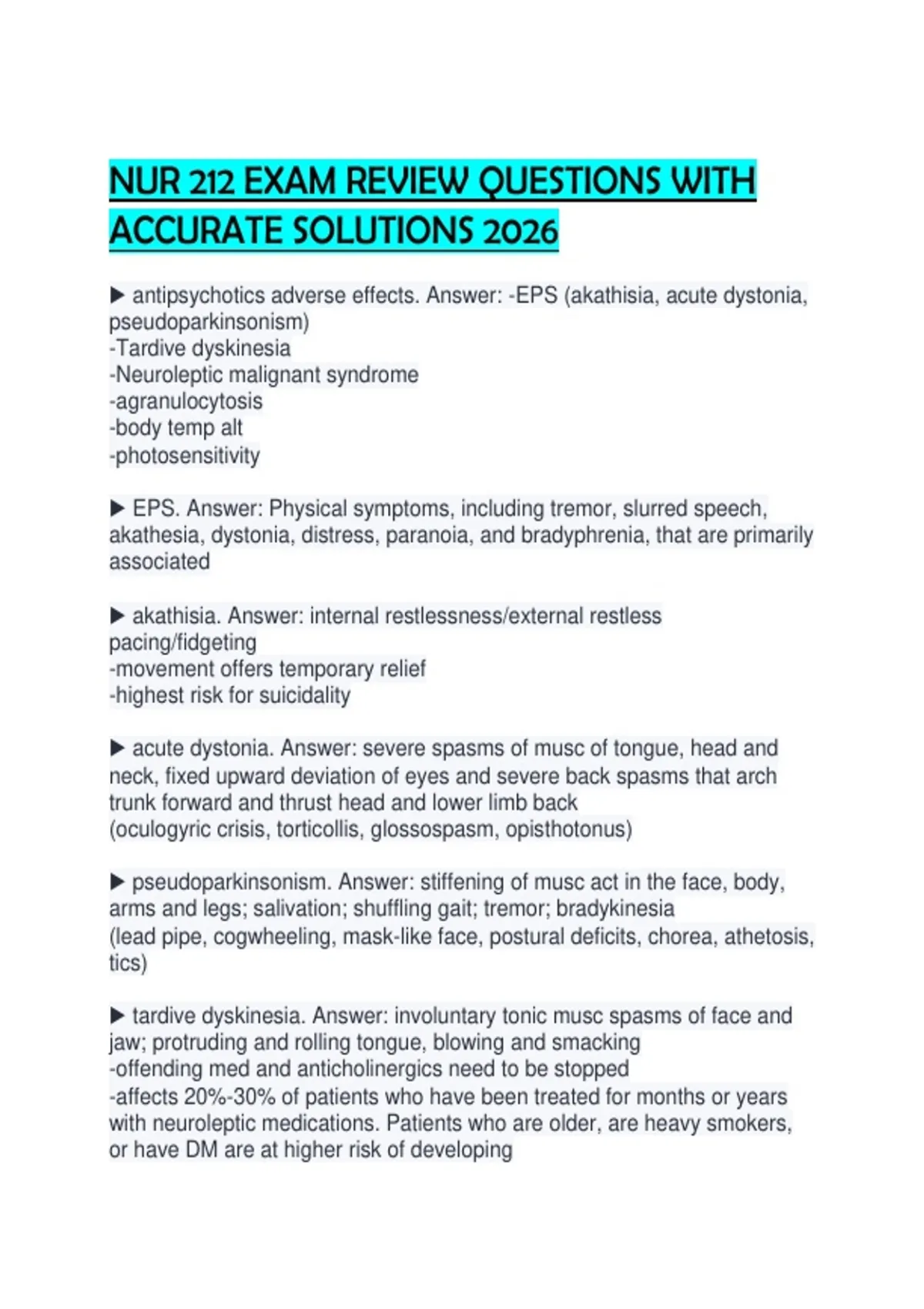 NUR 212 EXAM REVIEW QUESTIONS WITH ACCURATE SOLUTIONS 2026.pdf - NSG ...