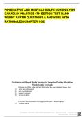 PSYCHIATRIC AND MENTAL HEALTH NURSING FOR CANADIAN PRACTICE 4TH EDITION TEST BANK WENDY AUSTIN QUESTIONS & ANSWERS WITH RATIONALES &lpar;CHAPTER 1-35&rpar;