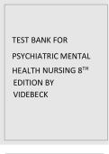 TEST BANK FOR Psychiatric-Mental Health Nursing 8th Edition by Sheila L&period; Videbeck &comma; ISBN&colon; 9781975116378 Chapter 1-24 &vert;All Chapters Verified&vert; Guide A&plus;