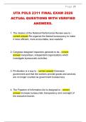 UTA POLS 2311 FINAL EXAM 2026  ACTUAL QUESTIONS WITH VERIFIED  ANSWERS&period; 