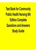 Community Public Health Nursing 8th Edition Complete Test Bank Questions and Answers Study Guide 2025&sol; 2026 Latest Exam Prep
