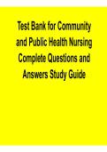 Community and Public Health Nursing Complete Test Bank Questions and Answers Study Guide 2025&sol; 2026 Latest Exam Prep
