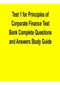 Principles of Corporate Finance Test Bank Complete Questions and Answers Study Guide 2025&sol; 2026 Latest Exam Prep
