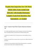 Virginia State Inspection Test VSP Motor Vehicle Safety Exam Actual Exam 2026&sol;2027 with Detailed Rationales &vert; Complete Exam-Style Questions &vert; Pass Guaranteed &ndash; A&plus; Graded
