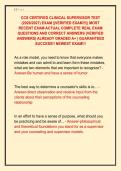 CCS CERTIFIED CLINICAL SUPERVISOR TEST  &lpar;2026&sol;2027&rpar; EXAM &vert;&vert;VERIFIED EXAM&excl;&excl;&excl;&vert;&vert; MOST  RECENT EXAM ACTUAL COMPLETE REAL EXAM  QUESTIONS AND CORRECT ANSWERS &lpar;VERIFIED  ANSWERS&rpar; ALREADY GRADED A&plus; &vert; GUARANTEED  SUCCESS&excl;&excl; NEWEST EXAM&excl;&excl;&excl; 
