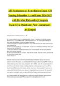 ATI Fundamentals Remediation Exam ATI Nursing Education Actual Exam 2026&sol;2027 with Detailed Rationales &vert; Complete Exam-Style Questions &vert; Pass Guaranteed &ndash; A&plus; Graded