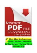 ATI Client Education Assessment 2&period;0 &lpar;2026&rpar; &vert; Practice Questions & Verified Answers &vert; Nursing Patient Education Prep