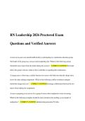 RN Leadership 2026 Proctored Exam Questions and Verified Answers