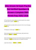 Ohio Drivers Ed Exam Practice  Test Verified Questions &  Answers Complete DMV  Permit Prep 2025&sol; 2026 