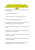 Nevada Life & Health Insurance Questions and Correct Answers Only 2026
