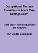 Occupational Therapy Evaluation in Acute Care Settings Exam PDF &vert; Practice Questions & Study Guide
