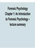 Forensic Psychology Chapter 1&colon; An Introduction to Forensic Psychology &ndash; Lecture Summary 2025&sol; 2026