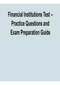Financial Institutions Test &ndash; Practice Questions and Exam Preparation Guide Complete Questions and Answers 2025&sol; 2026