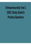 Entrepreneurship Test 2 2026 &ndash; Study Guide & Practice Questions Complete Answers