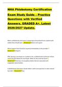 NHA Phlebotomy Certification  Exam Study Guide &ndash; Practice  Questions with Verified  Answers&period; GRADED A&plus;&period; Latest  2026&sol;2027 Update&period; 