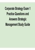 Corporate Strategy Exam 1 Practice Questions and Answers Strategic Management Study Guide 2025&sol; 2026