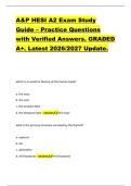 A&P HESI A2 Exam Study  Guide &ndash; Practice Questions  with Verified Answers&period; GRADED  A&plus;&period; Latest 2026&sol;2027 Update&period;  