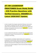 ATI RN LEADERSHIP  PROCTORED Exam Study Guide &ndash; 630 Practice Questions with  Verified Answers&period; GRADED A&plus;&period;  Latest 2026&sol;2027 Update&period; 