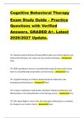 Cognitive Behavioral Therapy  Exam Study Guide &ndash; Practice  Questions with Verified  Answers&period; GRADED A&plus;&period; Latest  2026&sol;2027 Update&period; 