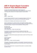 ASE A1 &lpar;Engine Repair&rpar; Cumulative Exam A&plus; Pass 2026 Brand New&excl;&excl;