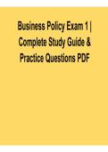 Business Policy Exam 1 &ndash; Complete Study Guide & Practice Questions PDF 2025&sol; 2026