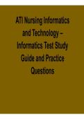 ATI Nursing Informatics and Technology &ndash; Informatics Test Study Guide and Practice Questions 2025&sol; 2026