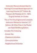 Instructor Manual Nursing A Concept Based Approach to Learning &lpar;Volume 2&rpar; 5th Edition By Pearson