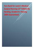 Test Bank for Lewis&rsquo;s Medical Surgical Nursing 12th Edition By Harding&comma; Graded A&plus; Passing 100- Guaranteed&period;&period;pdf