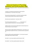 Advanced Anatomy & Physiology Questions and Correct Answers 2026