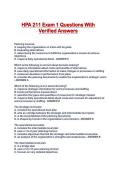 HPA 211 Exam 1 Questions With Verified Answers
