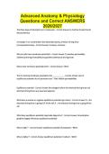 Advanced Anatomy & Physiology Questions and Correct ANSWERS 2026&sol;2027