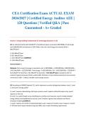 CEA Certification Exam ACTUAL EXAM 2026&sol;2027 &vert; Certified Energy Auditor AEE &vert; 120 Questions &vert; Verified Q&A &vert; Pass Guaranteed - A&plus; Graded