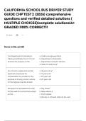 CALIFORNIA SCHOOL BUS DRIVER STUDY GUIDE CHP TEST 2 &lpar;2026&rpar; comprehensive questions and verified detailed solutions &lpar; MULTIPLE CHOICES&rpar;&vert;complete solutions&vert;A&plus; GRADED &vert;100&percnt; CORRECT&excl;&excl;