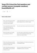 Texas CDL School Bus Test questions and verified answers &lpar;complete solutions&rpar; Exam&vert;GRADE A&plus;&excl;&excl;