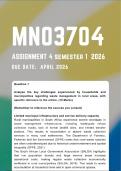MNO3704 Assignment 4 Semester 1 2026 &lbrace;Complete Answers&rcub; Due Date April 2026