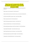 Steering and suspension Study Guideline Questions and Correct Answers 2026