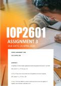 IOP2601 Assignment 3 Semester 1 ANSWERS 2026 - Due 20 April 2026