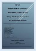 PSY 101 Final Exam Elaborations&colon; 115 High-Yield Q&A with Rationales &lpar;2025 Edition&rpar;
