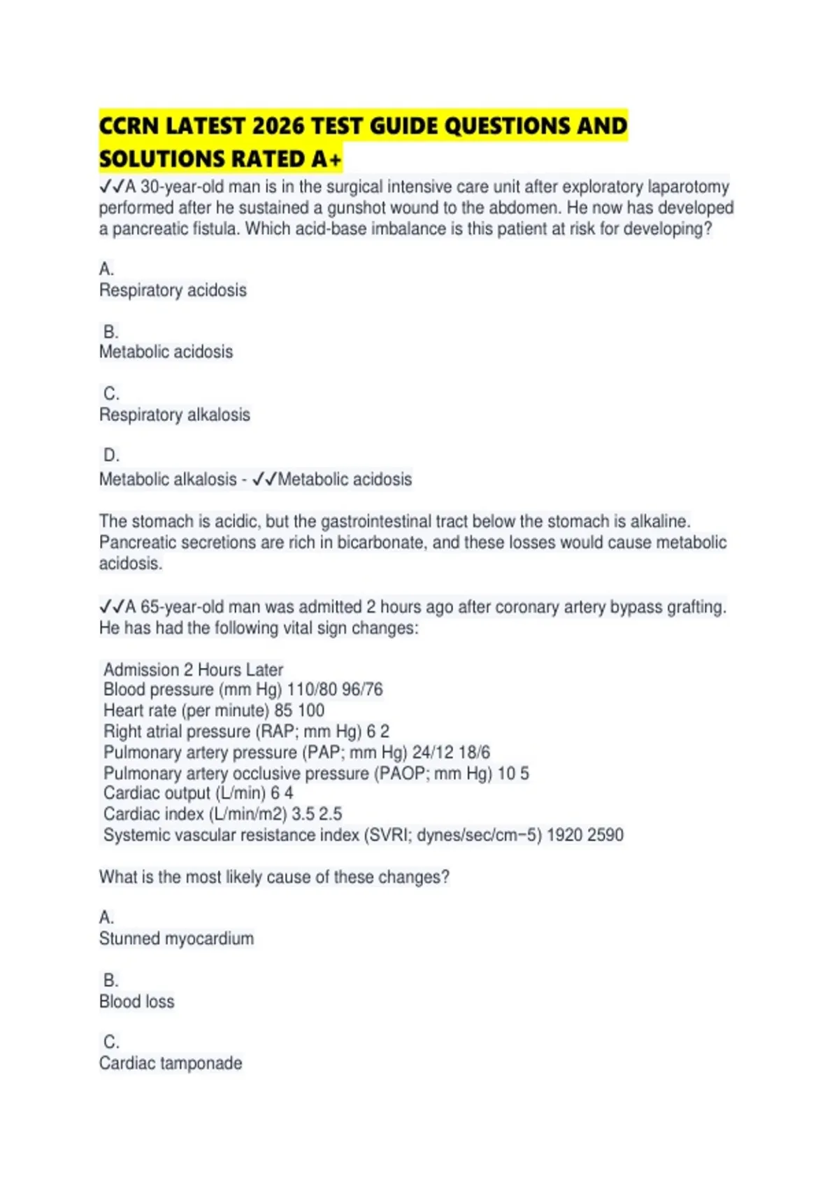 Ccrn Test Sections CCRN LATEST 2026 TEST GUIDE QUESTIONS AND SOLUTIONS RATED - CCRN ...