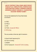 LAW OF CONTRACT FINAL EXAM &vert;&vert; MOST RECENT  EXAM ACTUAL COMPLETE REAL VERIFIED EXAM  QUESTIONS AND CORRECT ANSWERS &lpar;VERIFIED  ANSWERS&rpar; ALREADY GRADED A&plus; &vert; GUARANTEED  SUCCESS&excl;&excl; NEWEST EXAM&excl;&excl;&excl;