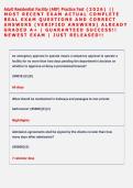 Adult Residential Facility &lpar;ARF&rpar; Practice Test &lpar;2026&rpar; &vert;&vert;  MOST RECENT EXAM ACTUAL COMPLETE  REAL EXAM QUESTIONS AND CORRECT  ANSWERS &lpar;VERIFIED ANSWERS&rpar; ALREADY  GRADED A&plus; &vert; GUARANTEED SUCCESS&excl;&excl;  NEWEST EXAM &vert; JUST RELEASED&excl;&excl; 