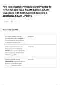 Fire Investigator&colon; Principles and Practice to NFPA 921 and 1033&comma; Fourth Edition&period; EXAM Questions with 100&percnt; Correct Answers &vert;&vert; 2025&vert;2026 EXAM UPDATE