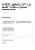 GA PROPERTY & CASUALTY QUESTIONS GA EXAM &lpar;updated 2026&rpar; Questions & Answers &vert; With 100&percnt; Correct Answers graded A&plus; Guaranteed Success&excl;