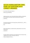 SCI220 HUMAN ANATOMY FINAL EXAM 150 QUESTIONS WITH CORRECT ANSWERS