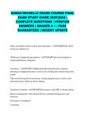 SARAH MICHELLE CRASH COURSE FINAL EXAM STUDY GUIDE 2025&sol;2026 &vert; COMPLETE QUESTIONS &vert; VERIFIED ANSWERS &vert; GRADED A &plus; &vert; PASS GUARANTEED &vert; RECENT UPDATE 