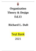 Organization Theory and Design 13th Edition Daft Test Bank Questions Answers